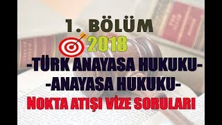 ANAYASA HUKUKU VE TÜRK ANAYASA HUKUKU DERSLERİ 2018 NOKTA ATIŞI 1BÖLÜM  SERKAN TİGİT [upl. by Ilaw79]