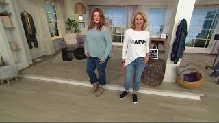 Peace Love World Cropped Jeans w Star Pattern Distressing on QVC [upl. by Laup]