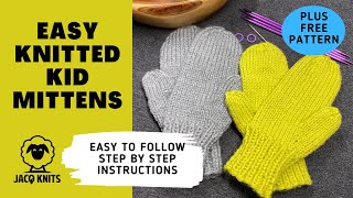 Basic Mitten Full instructions on how to knit a kids mitten for absolute beginners [upl. by Lundquist154]