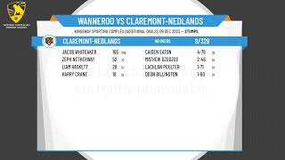 WA Premier Cricket  Mens First Grade  Round 8  Wanneroo v ClaremontNedlands  Day 1 [upl. by Yelram836]