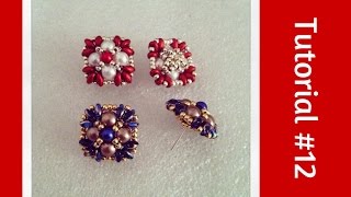 TUTORIAL PERLINE 12  Orecchini Alexandra a lobo perno incastonato Beading tutorial [upl. by Dazhahs]