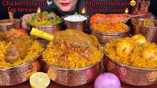 EGG BIRYANICHICKEN BIRYANIMUTTON BIRYANIPRAWNS BIRYANIKEBAB BIYANIRAITACURRY ASMR EATING [upl. by Suter]