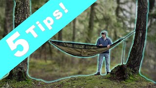 HAMMOCK CAMPING  5 Tips to set up faster and sleep better [upl. by Amadis]