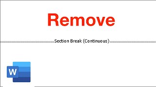 Delete Section Break Next Page Word [upl. by Einnep]