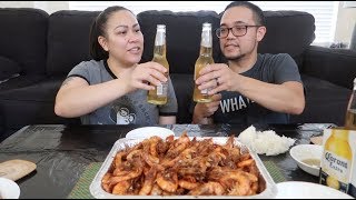 SPICY CAJUN STYLE SHRIMP BOILING CRAB MUKBANG [upl. by Nrubyar]