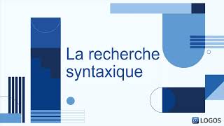 EXPERTS  Recherche syntaxique [upl. by Anaej744]