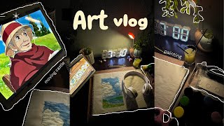 Art vlog 🎀 ghibli painting calming🍃 [upl. by Trub967]