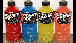 Powerade Fruit Punch Blue Raspberry Cherry Lemon Lime amp Strawberry Lemonade Review [upl. by Kirbie695]