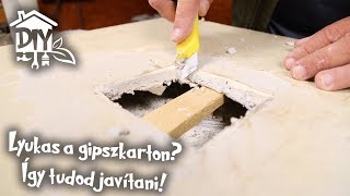 Gipszkarton javítás otthon egyszerűen  Green Cottage DIY [upl. by Elbag]