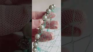 ✨Mint Green Pearl birdcage veil headband by Curtain Road party accessories hair style [upl. by Camilla]