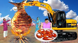 Giant Fish Roasted JCB Hindi Kahaniya Hindi Moral Stories Tasty Fish Fry New Funny Comedy Video [upl. by Yblek]