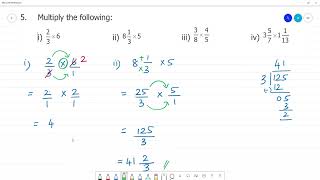 6 TN Maths Term III 1 FRACTIONS Exercise 11 5 Multiply i 23 x 6 ii 8 13 x 5 [upl. by Xam679]