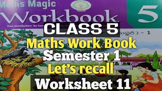 CLASS 5MATHEMATICSWORKSHEET 11LETS RECALLSEMESTER 1 [upl. by Eenej]