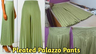 Pleated Palazzo Pants Cutting and Stitching  Plazzo Pant Design  Zara Boutique [upl. by Yellas]