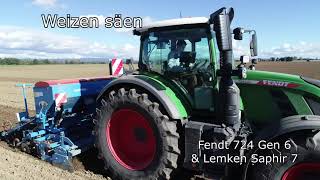 Fendt 724 Gen6 Weizenaussaat Lemken Saphir [upl. by Siva416]