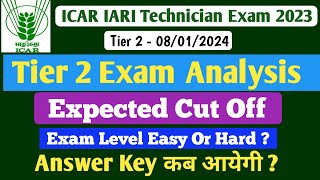 icar iari technician tier 2 exam analysis 2024  icar technician tier 2 answer key  expected cutoff [upl. by Aleb]