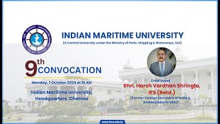 Indian Maritime University  9th Convocation  07102024 [upl. by Avlis]