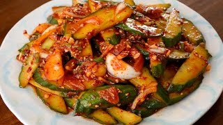 Spicy cucumber side dish Oimuchim 오이무침 [upl. by Idur]