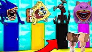 NO ESCOJAS LA PUERTA EQUIVOCADA😭SHIN SONIC BOB ESPONJA SKINWALKER Y SHIN AMY en Minecraft [upl. by Sebastian998]