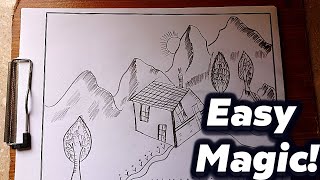 How to Draw a Simple Landscape  YouArt Studio [upl. by Arhsub]