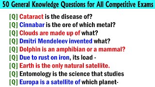 50 General Knowledge Questions for All Competitive Exams in English like UPSC Bank PO CDS SSC CGL [upl. by Lever636]