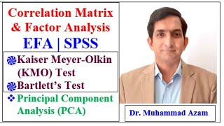 Correlation Matrix in Factor Analysis EFA  KMO amp Bartletts test  Principal Component Analysis [upl. by Nerita150]