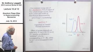 Quantum Phase Slips in Superconducting Nanowires Lecture 10  Anthony Leggett 2012 [upl. by Malca213]