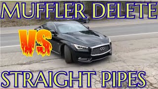 Infiniti Q60 37L V6 STRAIGHT PIPES Vs MUFFLER DELETE [upl. by Lasley]