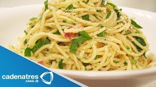 Receta para preparar spaghetti carbonara con calabacitas Receta de spaghetti carbonara [upl. by Keavy]