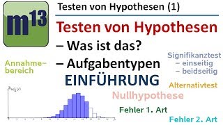 Testen von Hypothesen 1  Einführung Aufgabentypen und wichtige Begriffe [upl. by Ahtilat]