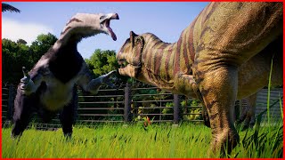 Metriacanthosaurus VS Segnosaurus  Jurassic Clash  Jurassic World Evolution 2 [upl. by Oicnerolf]