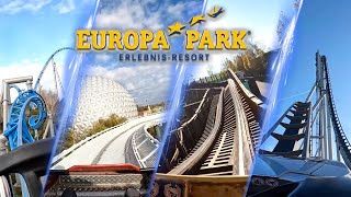 All Roller Coasters at Europa Park Winterzauber 202324  4K Onride POV [upl. by Oelc]