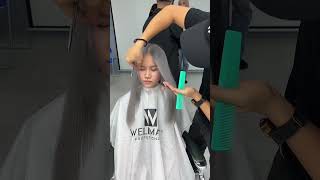 HAIR Cut with Super Gray Hair hairstyle hair trending colors colour hairstyle balayage [upl. by Vullo]