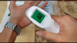 ASMR Berrcom JXB178 NonContact Infrared Body Surface Room Temperature Thermometer [upl. by Nuawtna]