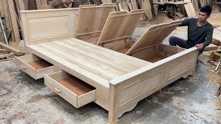 Amazing Woodworking Skills Ingenious Easy  Build A Modern Smart Bed With Secret Storage Compartment [upl. by Angle]