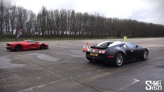 DRAG RACE LaFerrari vs Bugatti Veyron  Vmax Stealth [upl. by Noletta443]