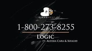 Logic  18002738255 ft Alessia Cara amp Khalid  Piano Karaoke  Sing Along  Cover with Lyrics [upl. by Sewellyn]