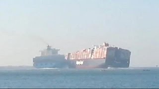 Two container ships collide on Egypts Suez Canal [upl. by Ling]