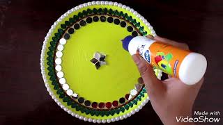 Plate decoration ideas for navratri diwali  karwa chauth easy and quick plate decoration idea [upl. by Coe]