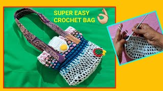 KALASHMITA 🔥HOW TO CROCHET AROUND CLOTH  RAG BAG  CROCHETBAG  CROCHETING TUTORIAL  CROCHETING [upl. by Delwin425]