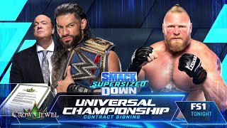 Crown Jewel Roman Reigns vs Brock Lesnar  Universal Championship Contract Signing Full Segment [upl. by Einal]