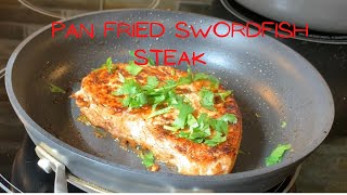 PANFRIED COOKING FROZEN SWORDFISH STEAK  BON APPETIT TUNA STEAK A HEALTHY FOOD  Arlyn Aquino vlog [upl. by Ki]