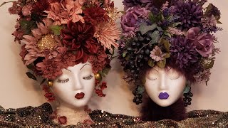 Styrofoam Head Art  DIY Floral Centerpieces Mannequin Head with flowers [upl. by Carew]