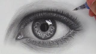 How to Draw Hyper Realistic Eyes  Step by Step [upl. by Tesler]