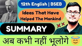 Ideas That Have Helped The Mankind  Chapter 5 Summary in Hindi  Bihar Board 12th English [upl. by Elleret719]