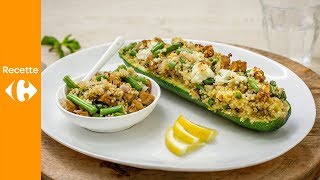 Courgettes farcies au quinoa et haricots croquants [upl. by Ateuqram586]