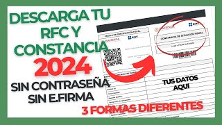 Descargar mi RFC y CONSTANCIA DE SITUACIÓN FISCAL sin Contraseña 2024 [upl. by Petunia]