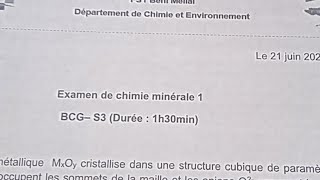 Chimie Minérale  Examens De 2021 [upl. by Nnire108]