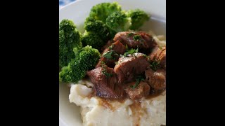 SLOW COOKER BEEF TIPS WITH MUSHROOMS [upl. by Ahsetan]