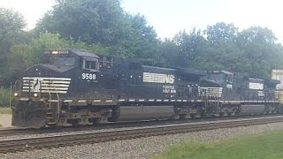 NS 9588 Leads a Stack Train Galesburg IL [upl. by Imiaj]